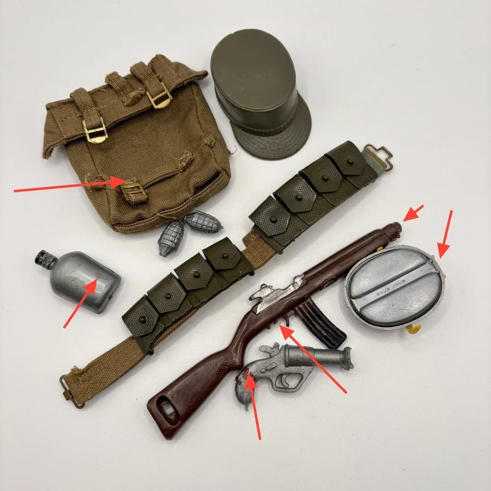 Vintage GI Joe Marine Beachhead Attack Accessory Lot Field Pack Rifle Belt Cap